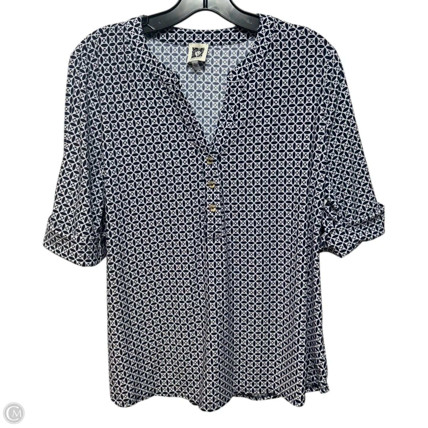 Top Short Sleeve By Anne Klein In Blue, Size: L