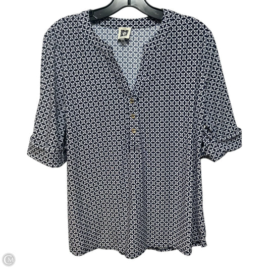 Top Short Sleeve By Anne Klein In Blue, Size: L