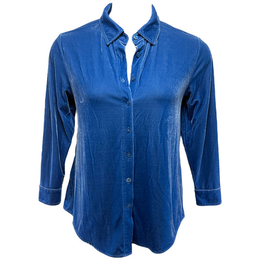 Velvet Boyfriend Button Front Tunic By Soft Surroundings In Blue, Size: S