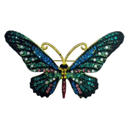 Rhinestone Butterfly Pin Unbranded