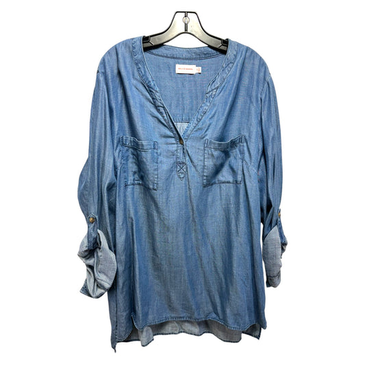 Tunic Long Sleeve By Molly and Isadora In Blue, Size: 2x