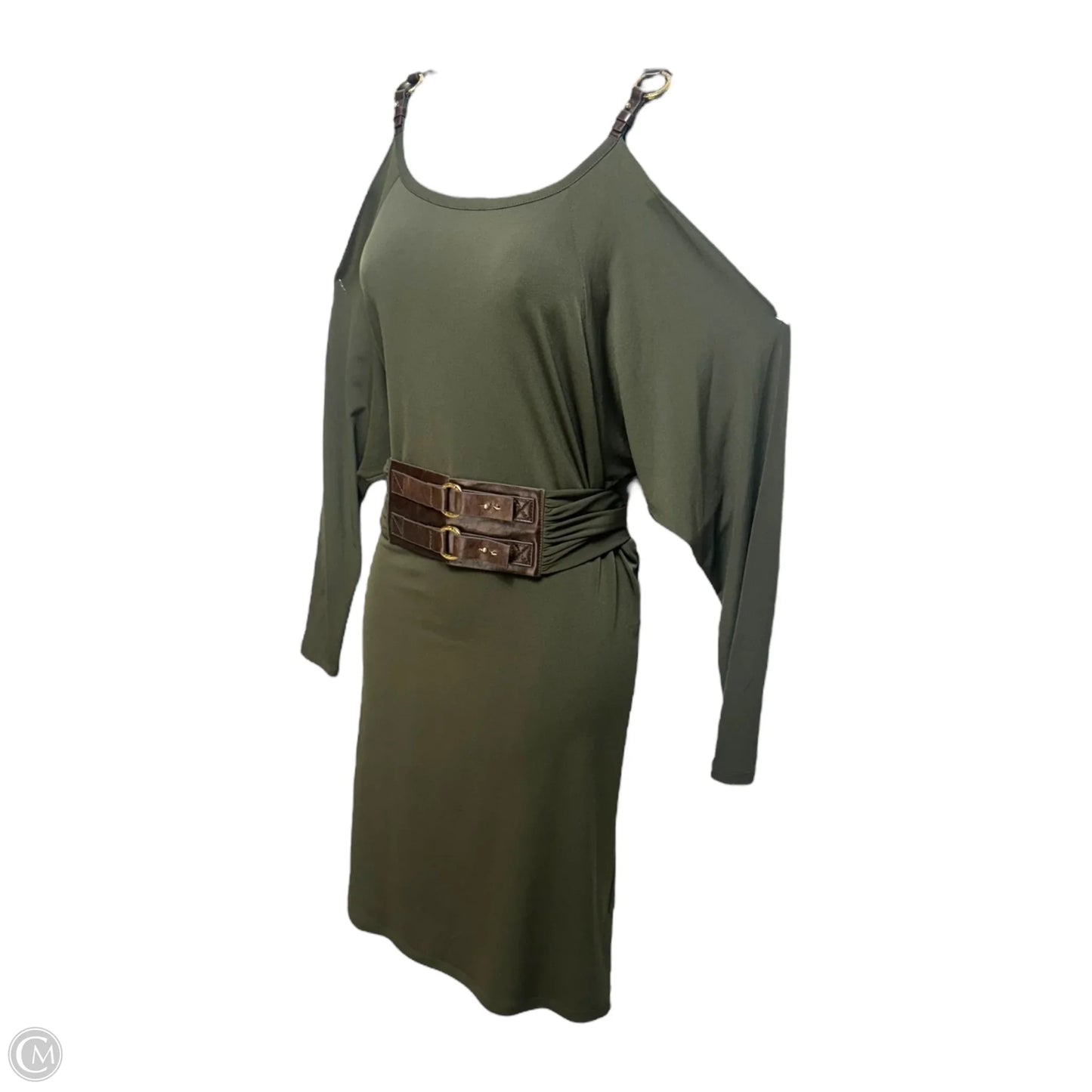 Buckle Cold Shoulder Belted Dress Designer By Michael By Michael Kors In Green, Size: S