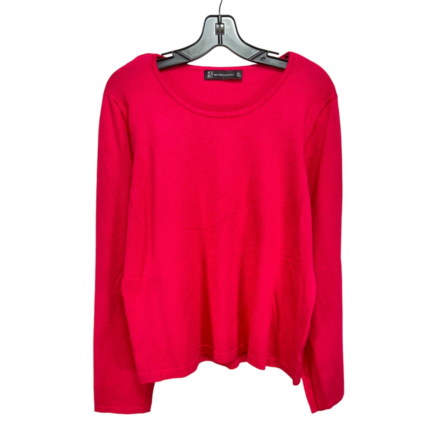 Knit Split Sleeve Top Long Sleeve By New York And Co In Pink, Size: Xl