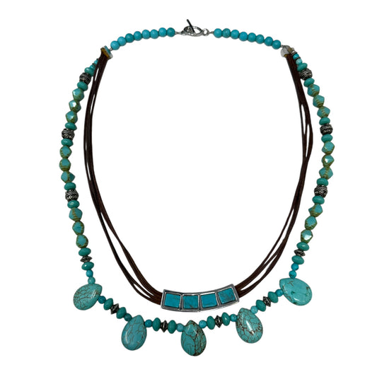 Turquoise Tone Beaded Layered Necklace By Unbranded