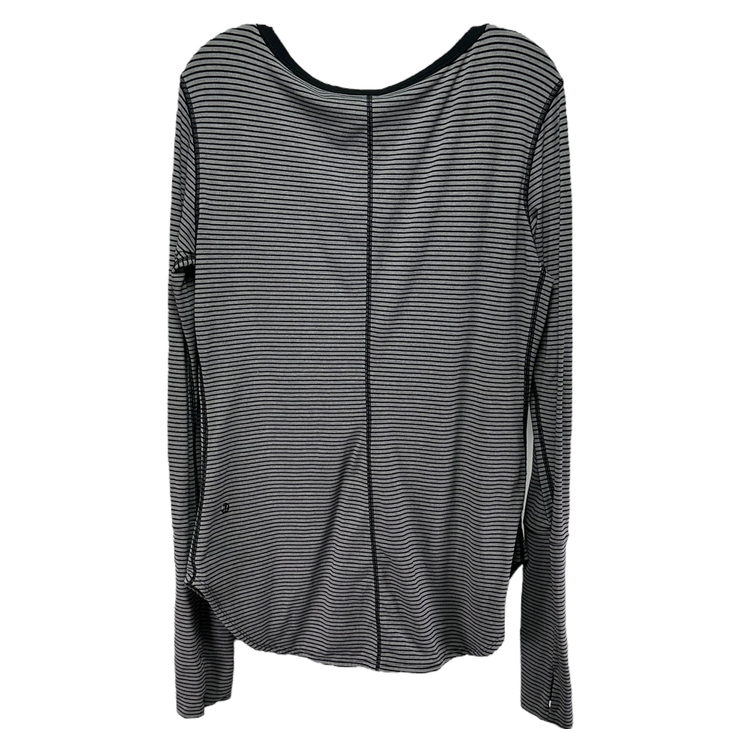 Athletic Top Long Sleeve Collar By Lululemon In Striped Pattern, Size: M