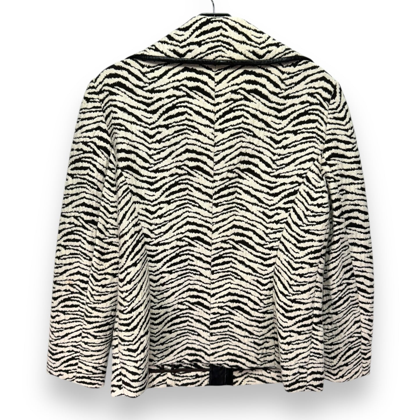 Vegan Leather Trim Jacket Designer By Lafayette 148 In Zebra Print, Size: 2