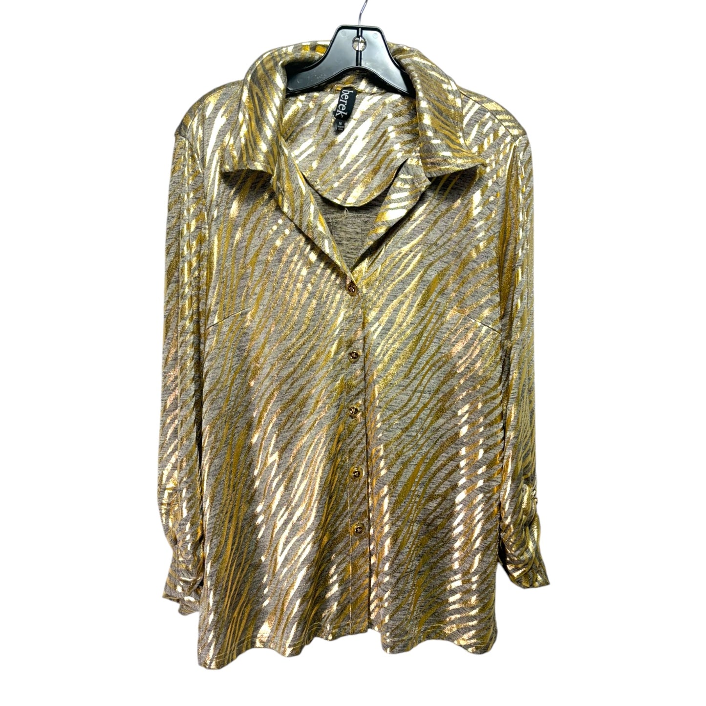 Metallic Top Long Sleeve By Berek In Gold, Size: M