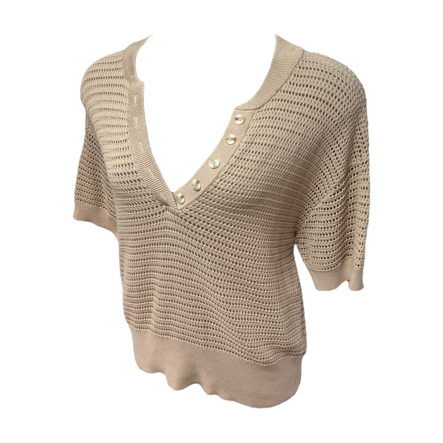 Callie Knit Top Short Sleeve By Varley In Tan, Size: L