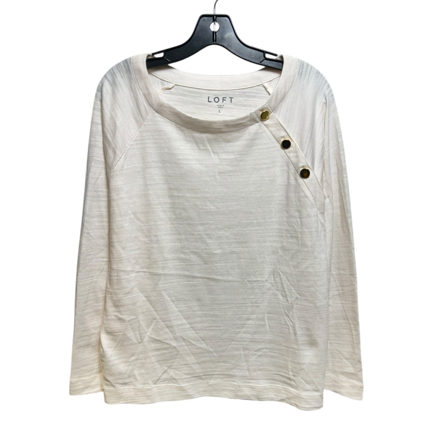 Top Long Sleeve By Loft In Cream, Size: L