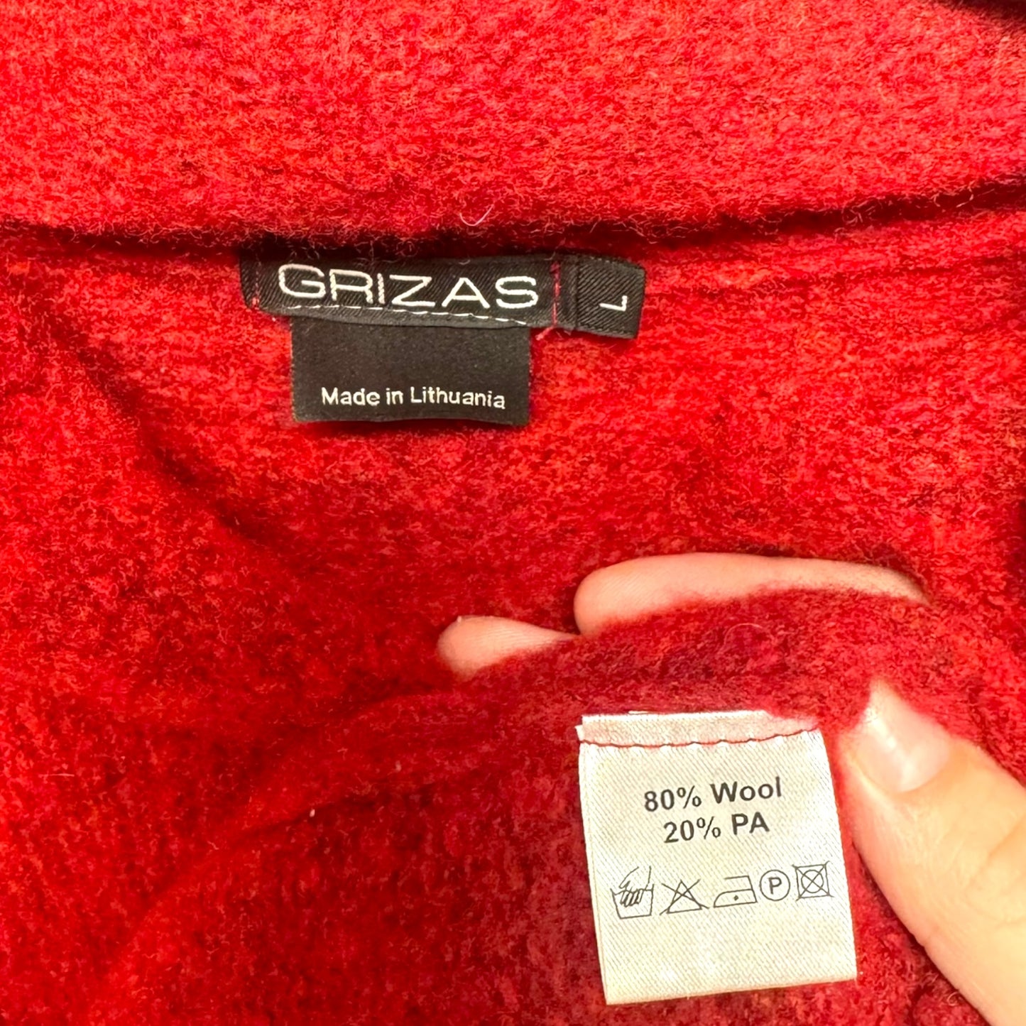 Wool Pocket Sweater By Grizas In Red, Size: L