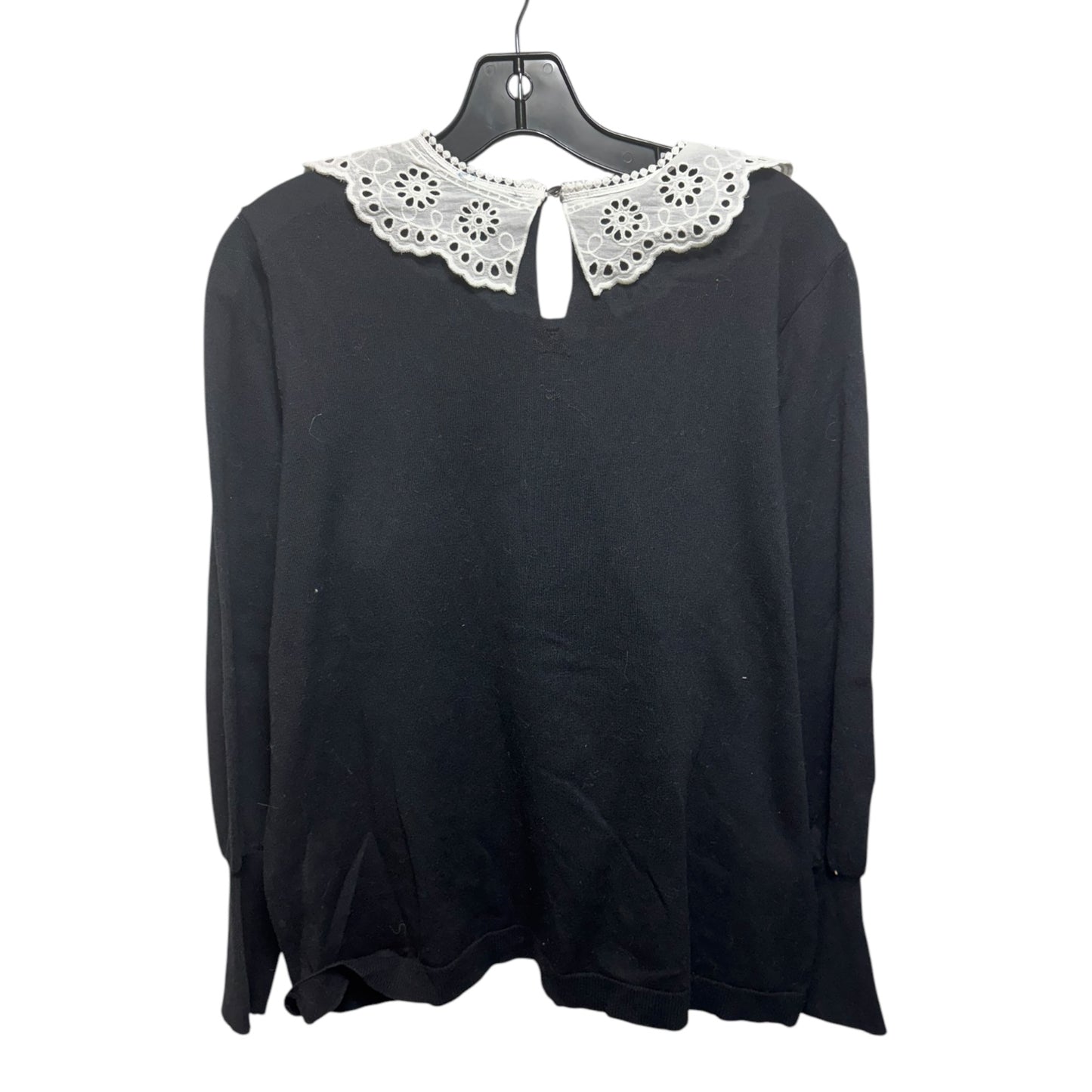 Collared Top Long Sleeve By Cece In Black, Size: 1x