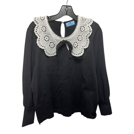 Collared Top Long Sleeve By Cece In Black, Size: 1x