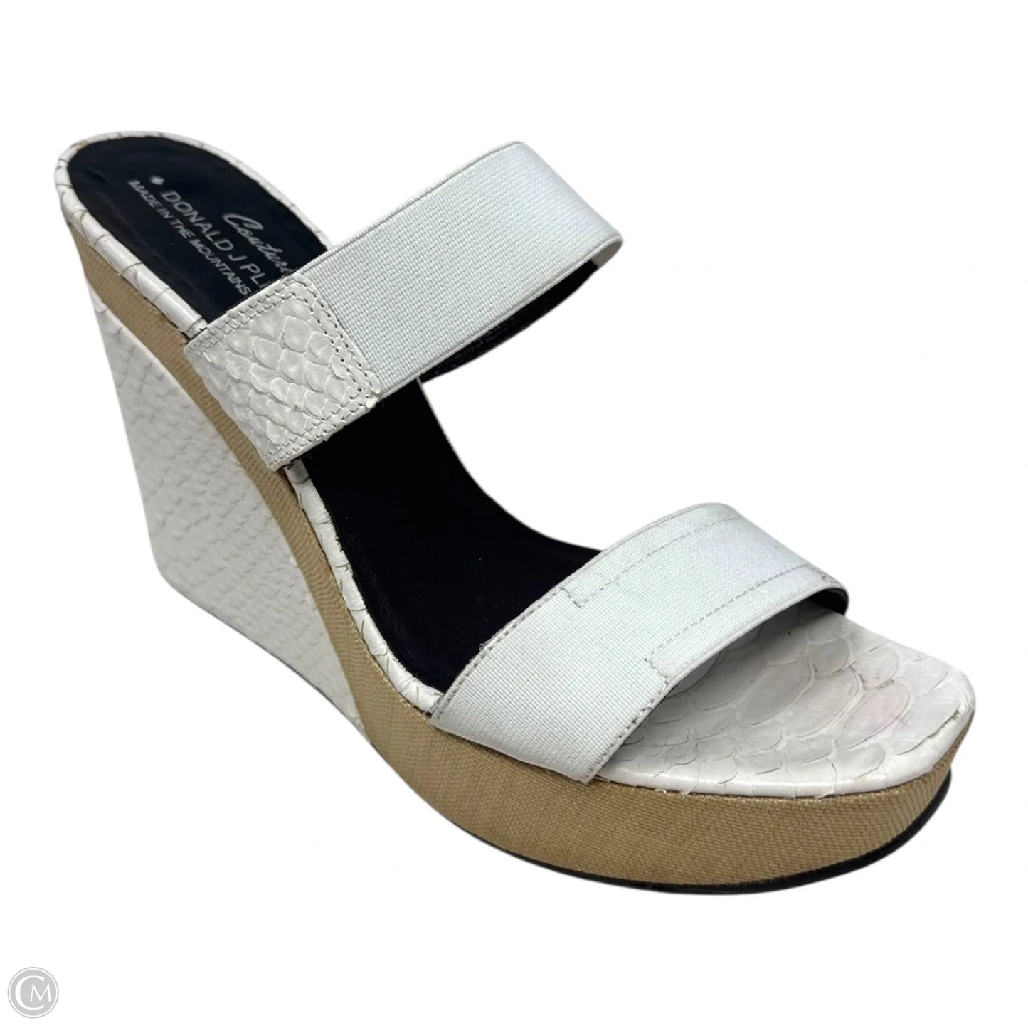 Snakeskin Shoes Heels Wedge By Donald Pliner In White, Size: 8