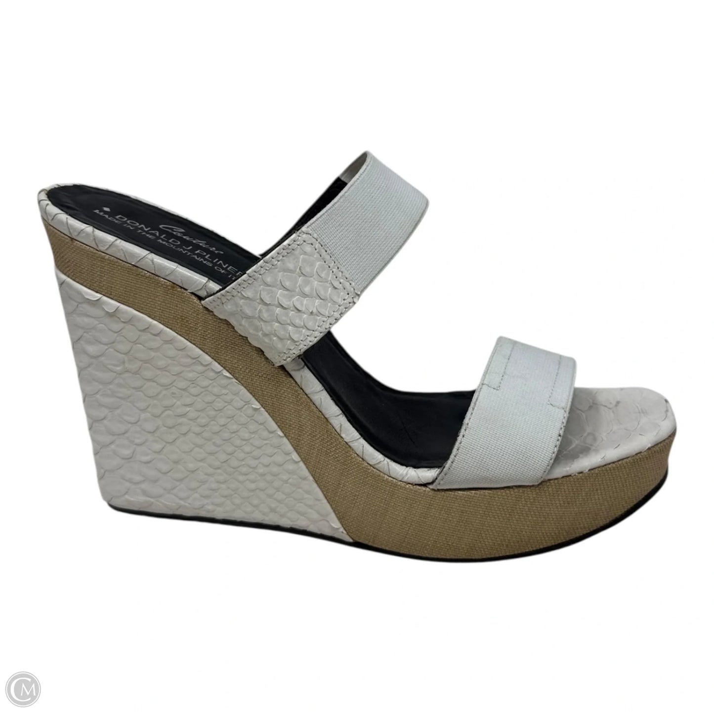 Snakeskin Shoes Heels Wedge By Donald Pliner In White, Size: 8