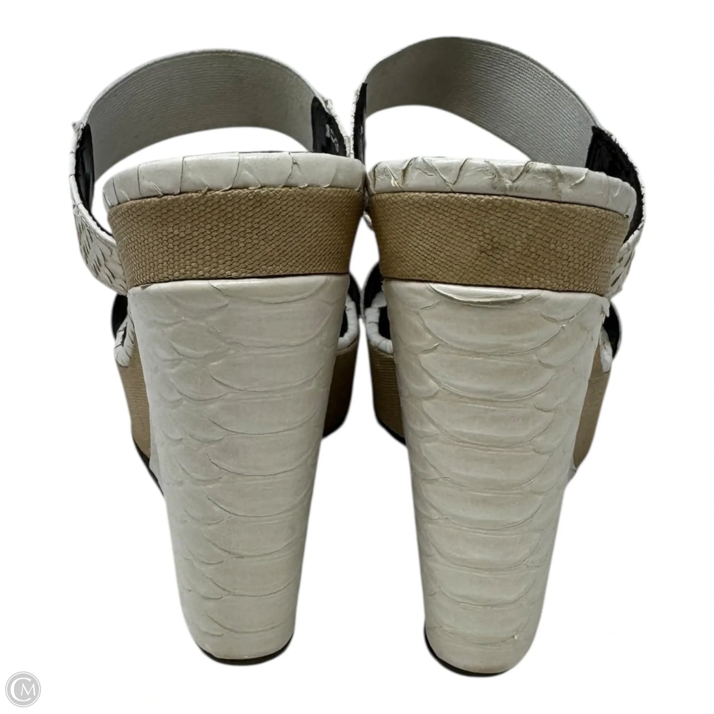 Snakeskin Shoes Heels Wedge By Donald Pliner In White, Size: 8