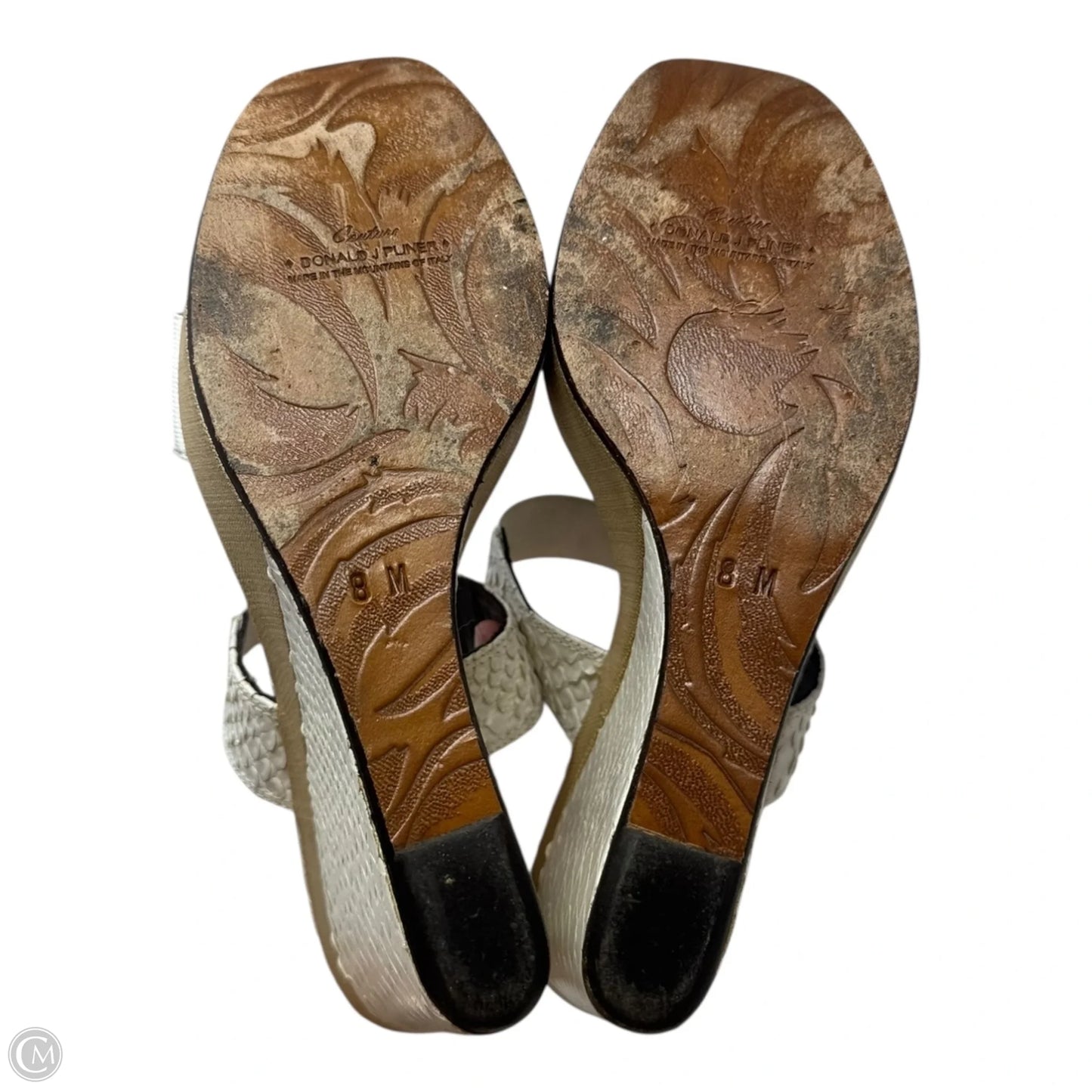 Snakeskin Shoes Heels Wedge By Donald Pliner In White, Size: 8