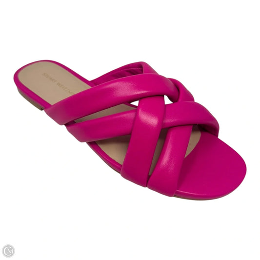 Crossover Slide Sandals Designer By Stuart Weitzman In Pink, Size: 7