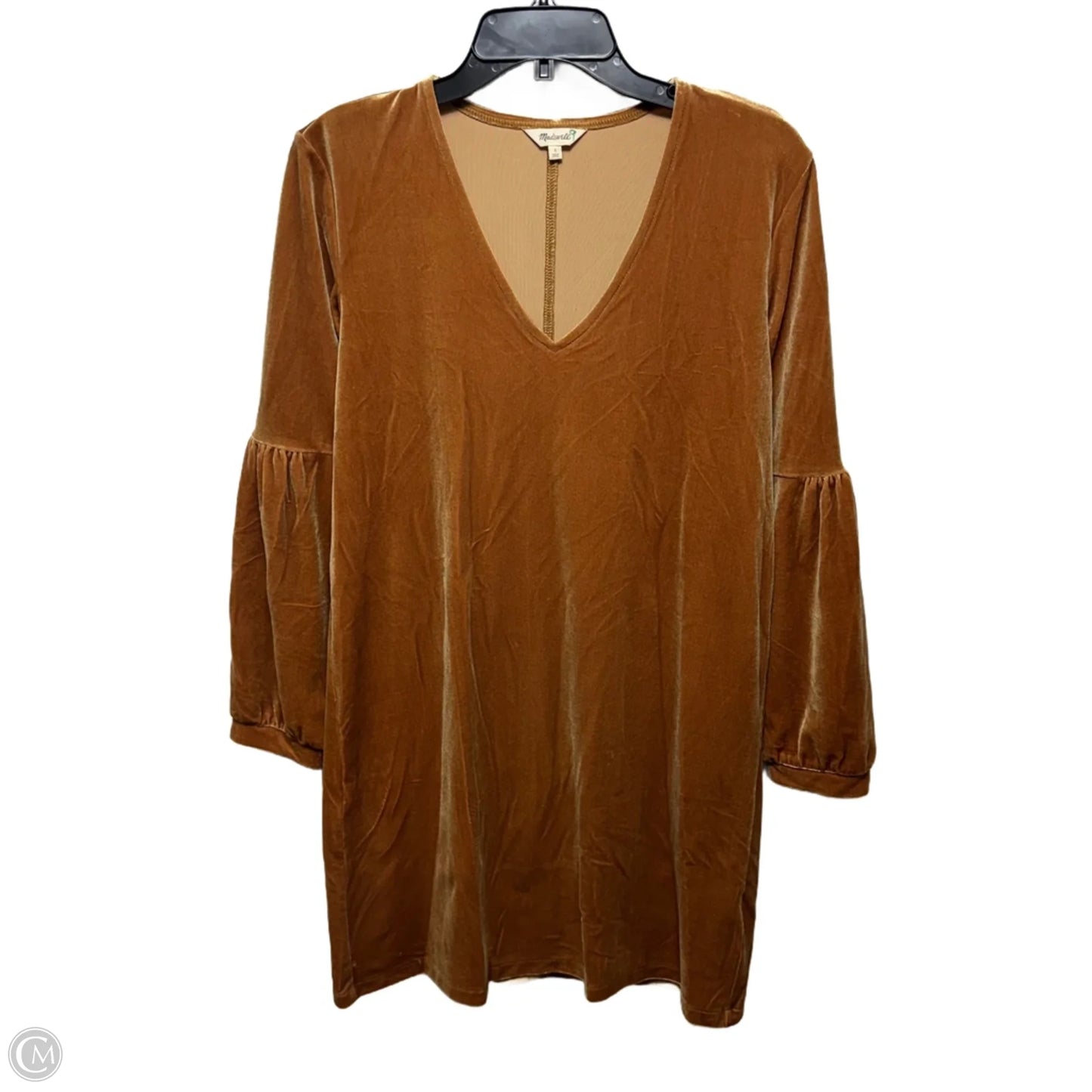 Velvet Balloon-Sleeve Dress By Madewell In Burnt Sienna, Size: S