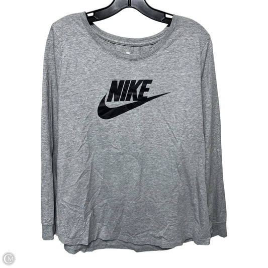 Athletic Top Long Sleeve Collar By Nike Apparel In Grey, Size: 1x