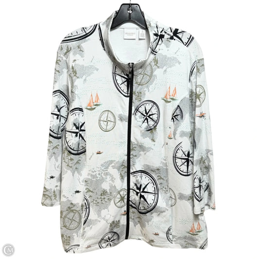 Zip Front Jacket By Weekends By Chicos In Nautical Print, Size: XL/3