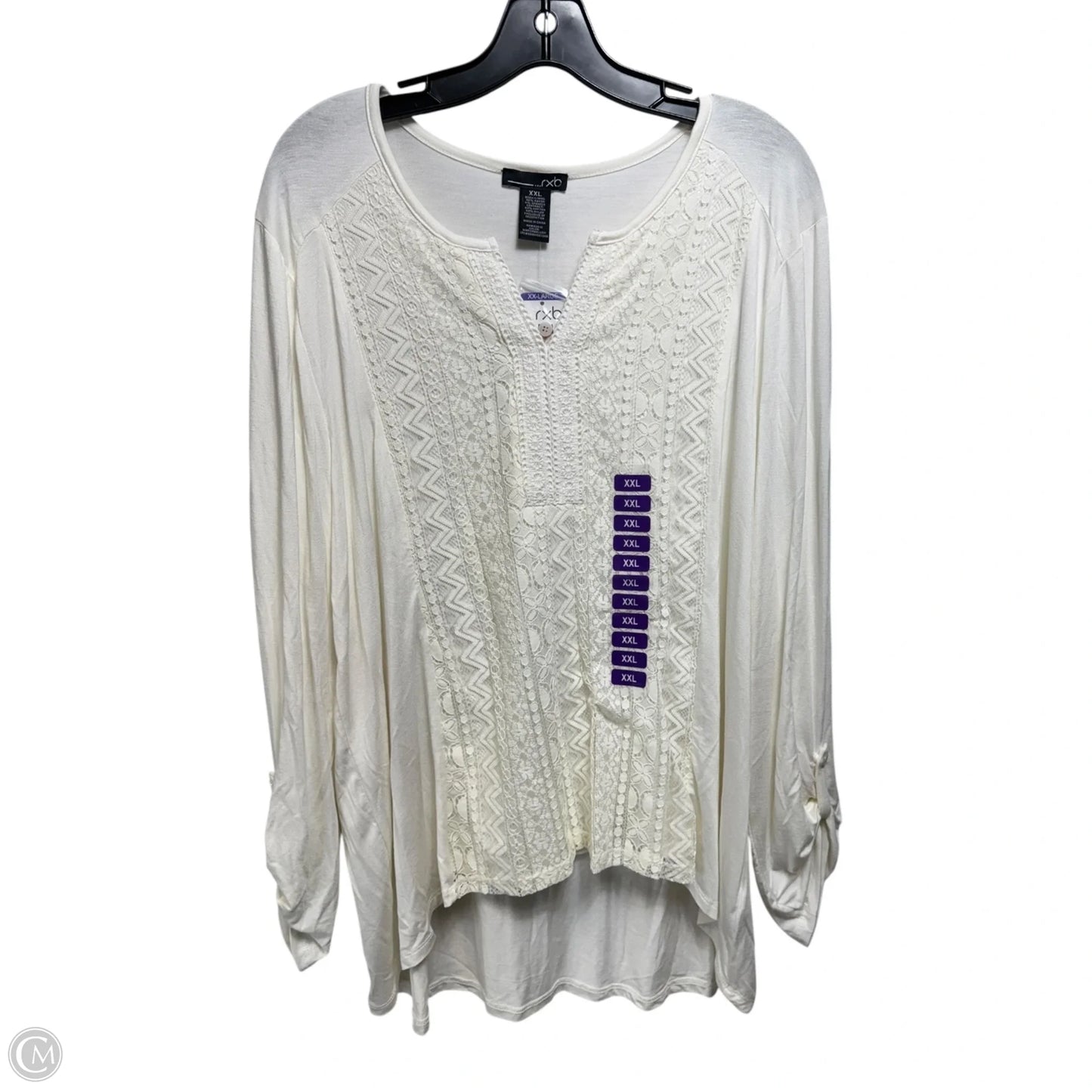 Lace Top Long Sleeve By Rbx In Cream, Size: Xxl