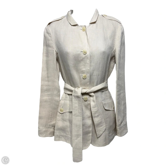 Linen Belted Blazer Designer By Max Mara In Tan, Size: 2