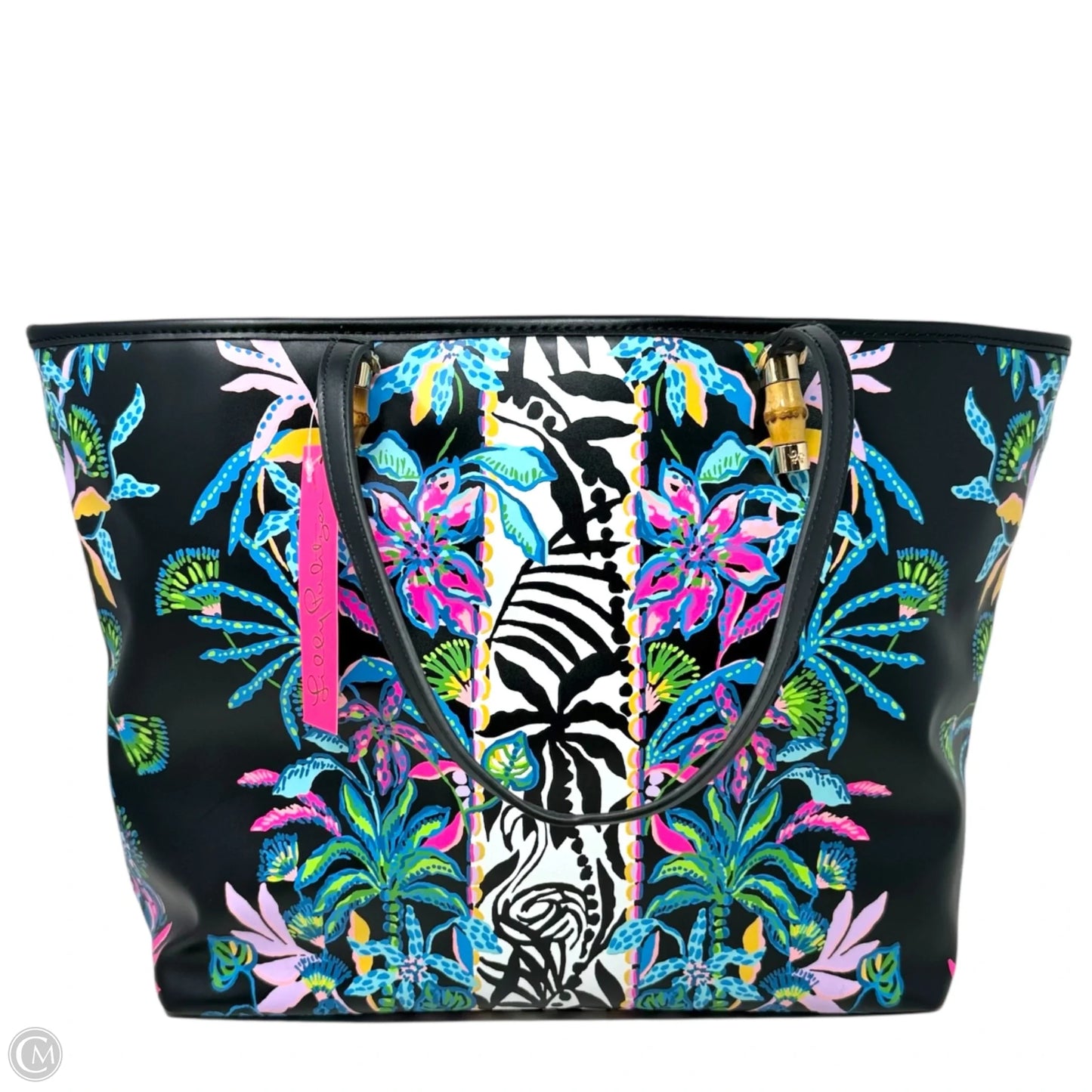 Meena Tote Designer By Lilly Pulitzer In Onyx Paradise Glow Engineer, Size: Large