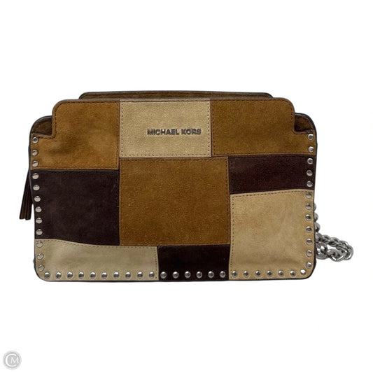 Studded Patchwork Astor Messenger Bag Leather By Michael By Michael Kors In Dark Camel Suede, Size: Small
