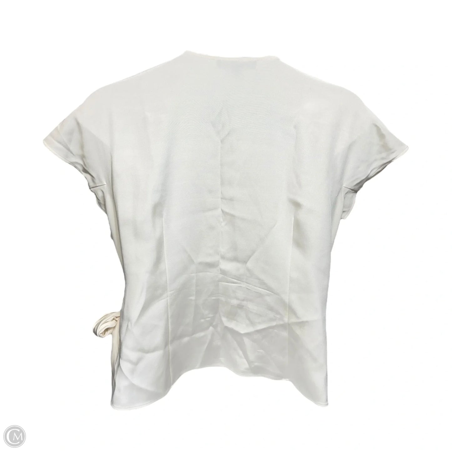 Silk Tie Top Short Sleeve Designer By Lafayette 148 In Cream, Size: 14
