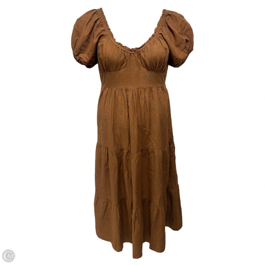 Linen Blend Tiered Dress Casual Maxi By Sim & Sam In Copper, Size: S