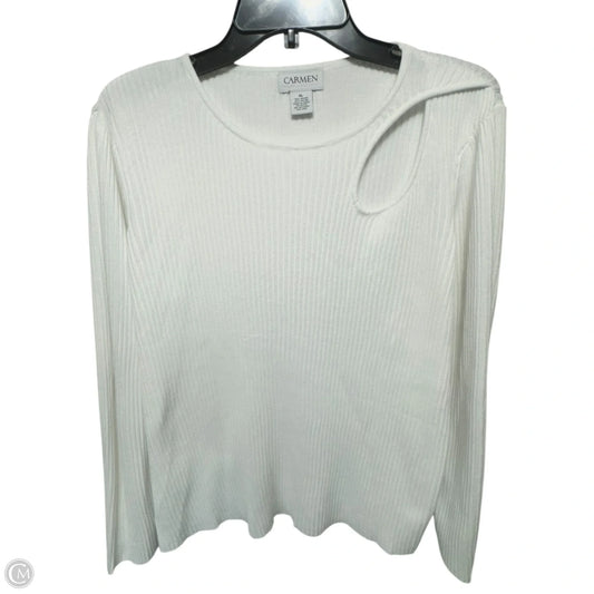 Top Long Sleeve By Carmen By Carmen Marc Valvo In White, Size: Xl