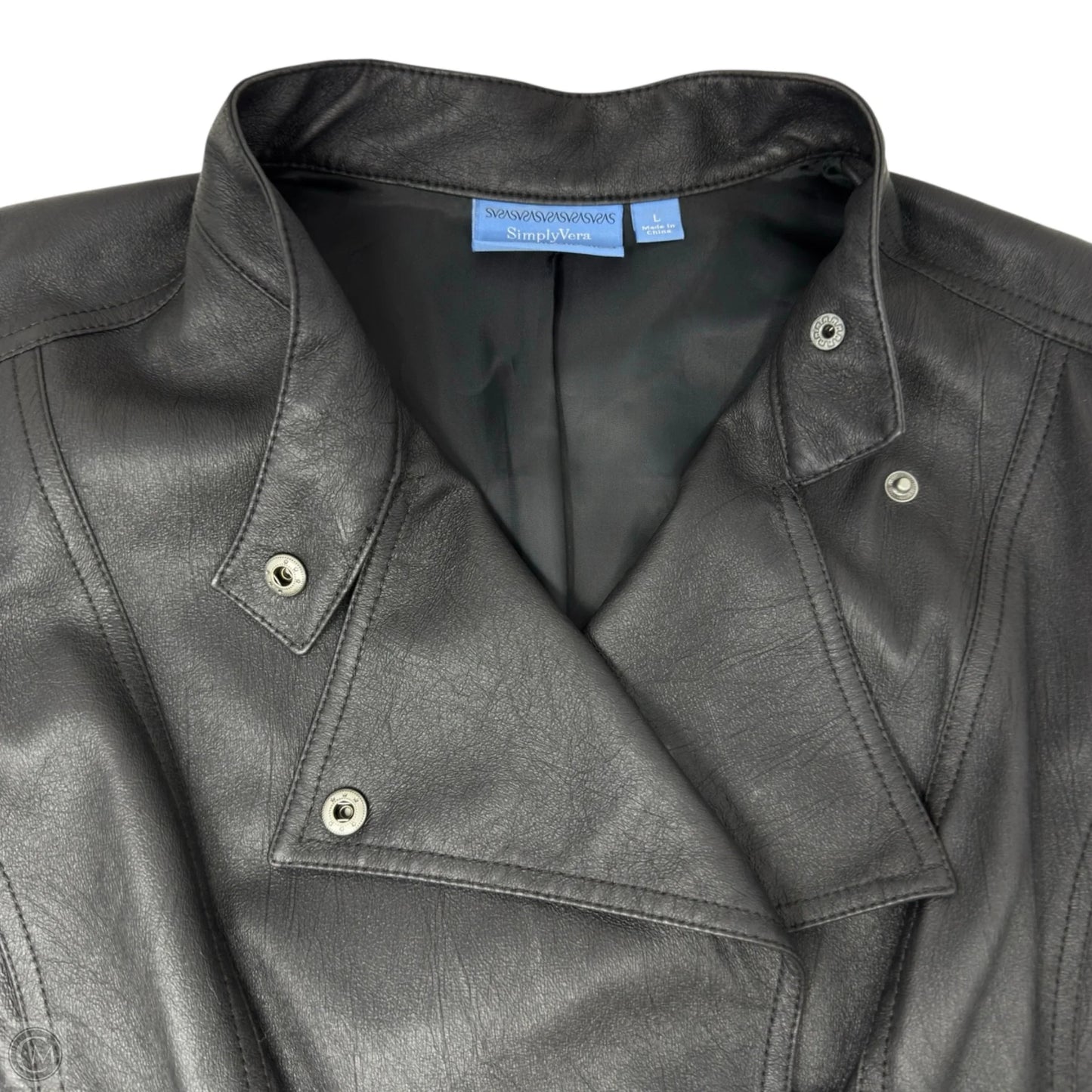 Vegan Leather Jacket By Simply Vera In Black, Size: Xl