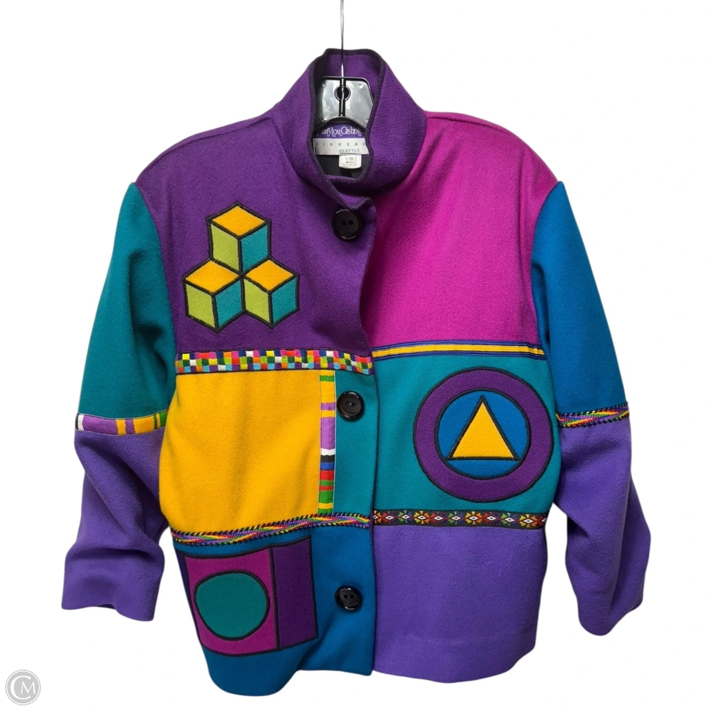 80’s Geometric Jacket By Marylou Ozbolt Storer In Multi-colored, Size: S