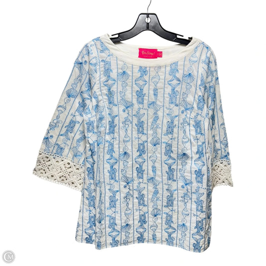Fish Embroidered Tunic Long Sleeve Designer By Lilly Pulitzer In Tropical Print, Size: Xs