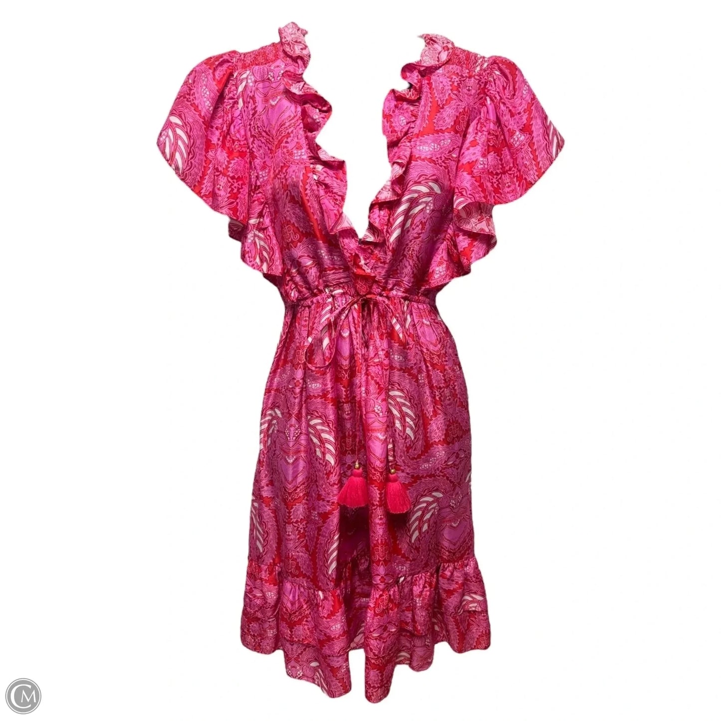 Denissa Silk Tassel Ruffle Mini Dress By Figue In Pink, Size: S