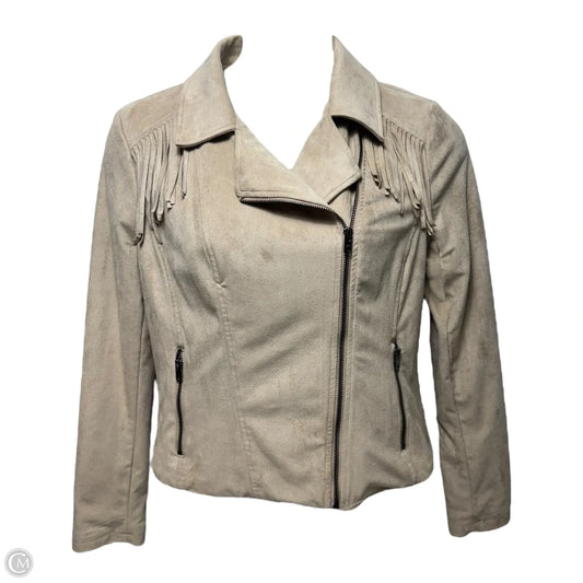 Faux Suede Fringe Jacket By Black Rivet In Tan, Size: L