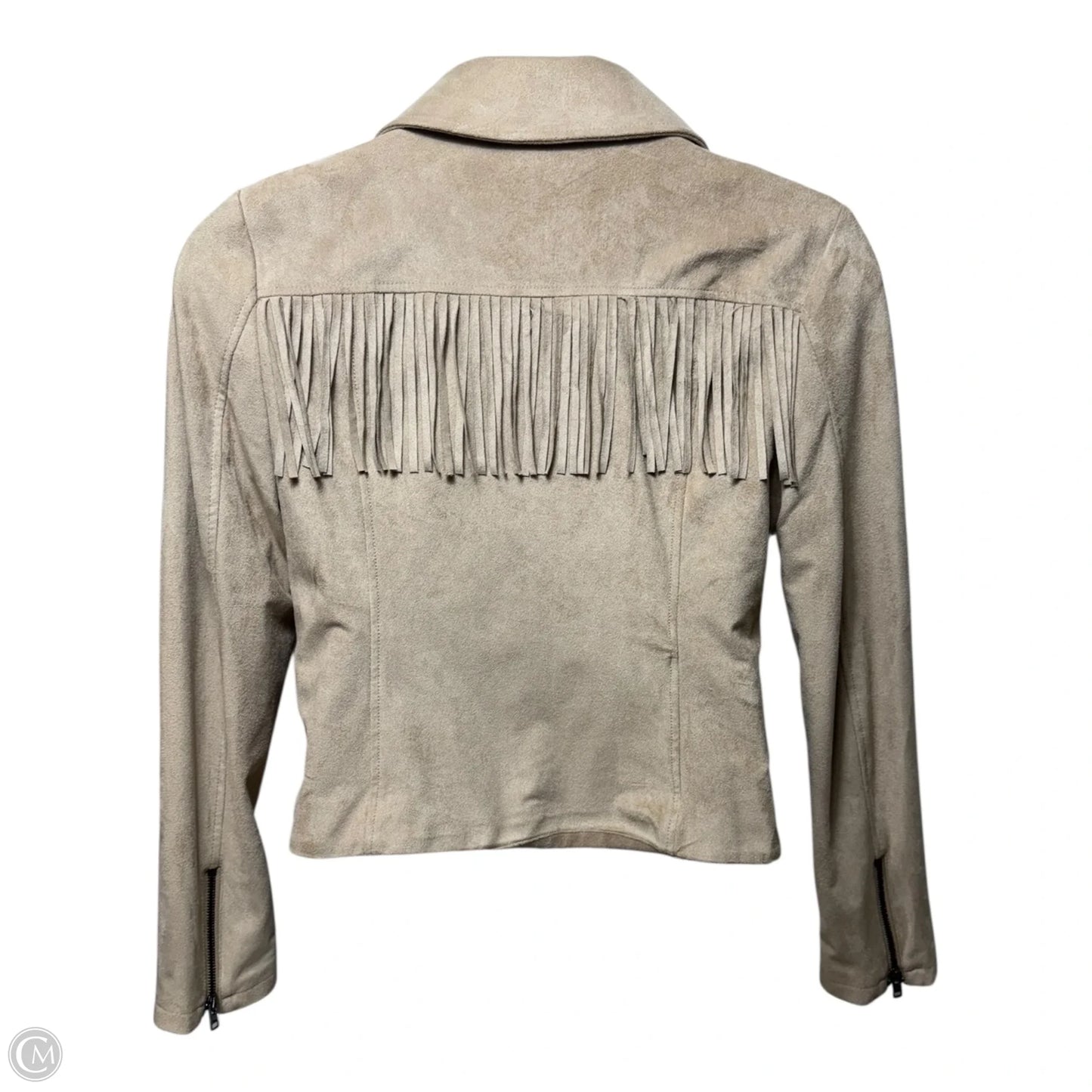 Faux Suede Fringe Jacket By Black Rivet In Tan, Size: L