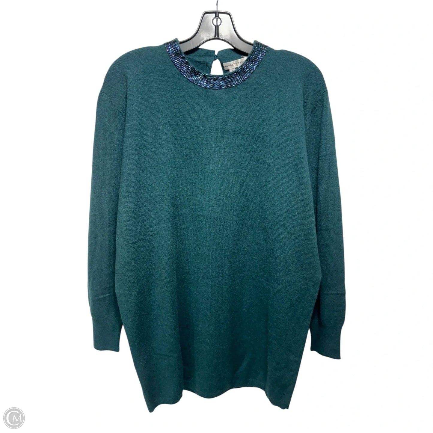 Beaded Collar Sweater Cashmere By Nancy Heller In Green, Size: S