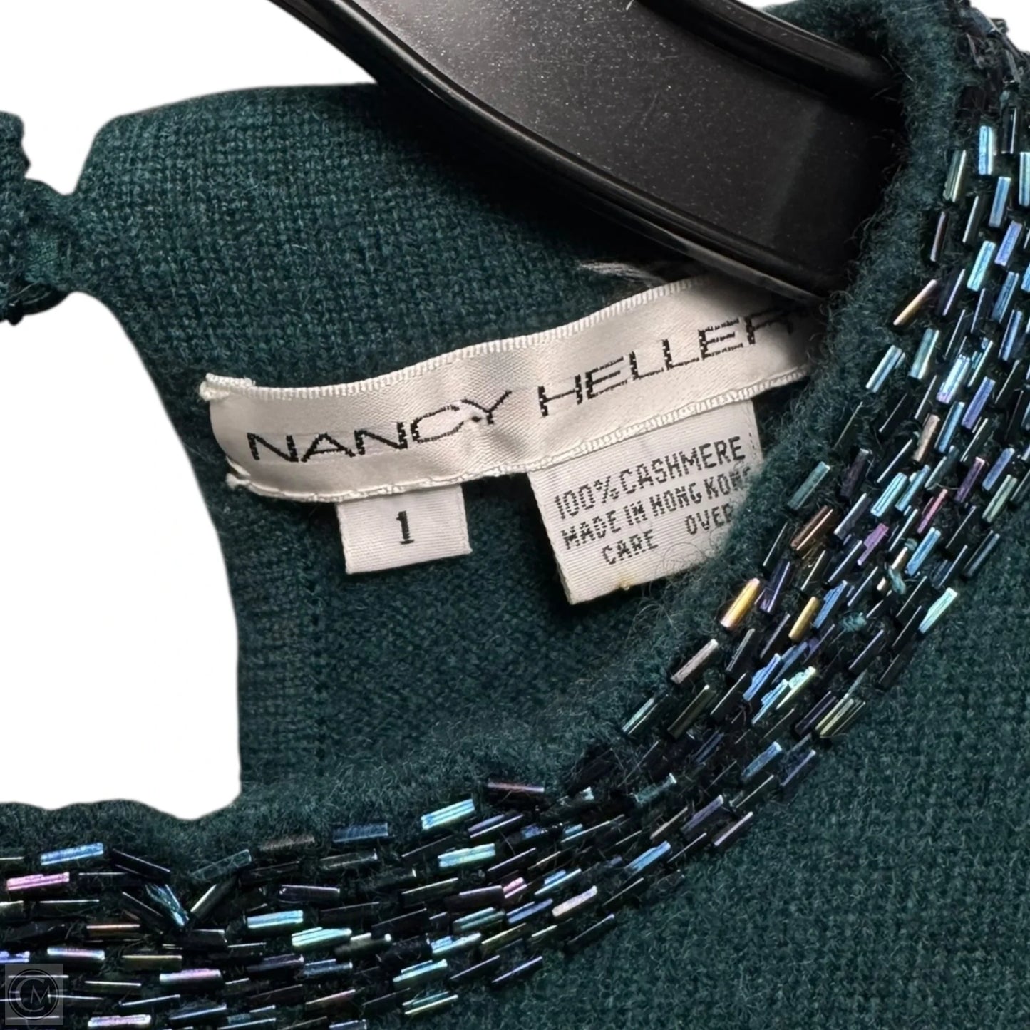 Beaded Collar Sweater Cashmere By Nancy Heller In Green, Size: S