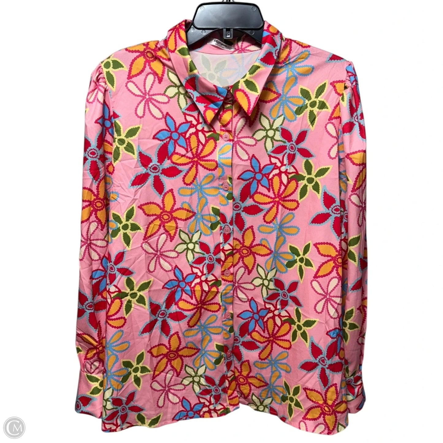Top Long Sleeve By zeagoo In Floral Print, Size: Xl