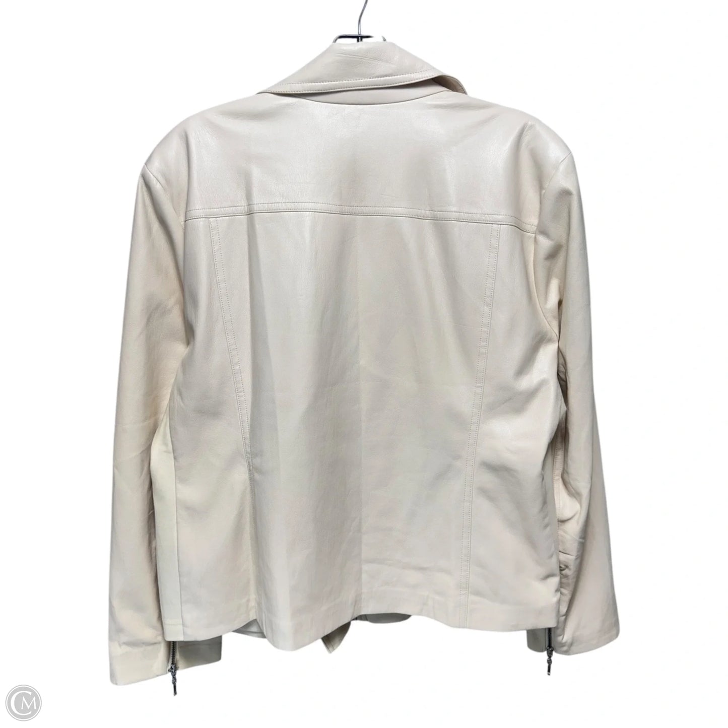 Faux Leather Jacket By Chicos In Cream, Size: Xl