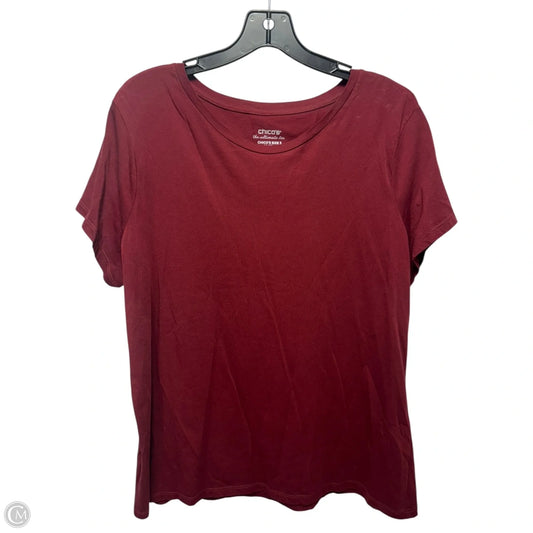 Top Short Sleeve By Chicos In Maroon, Size: Xl