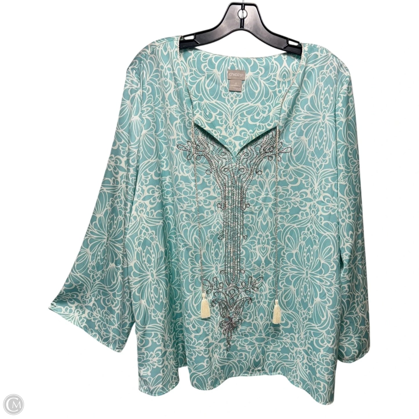 Top Long Sleeve By Chicos In Floral Print, Size: Xl