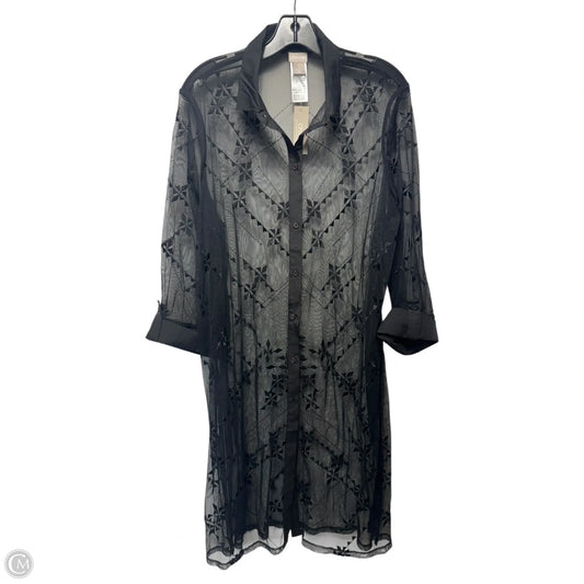 Mesh Collared Tunic By Chicos In Black, Size: Xl