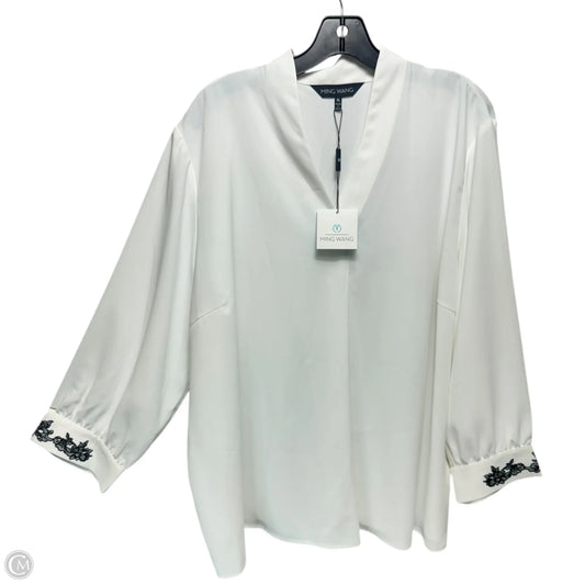 Top Long Sleeve By Ming Wang In White, Size: Xl