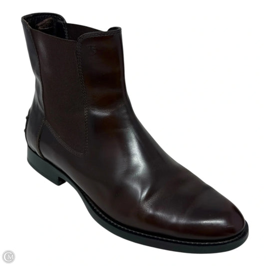 Leather Chelsea Ankle Boots Luxury Designer By Tods In Brown, Size: 7