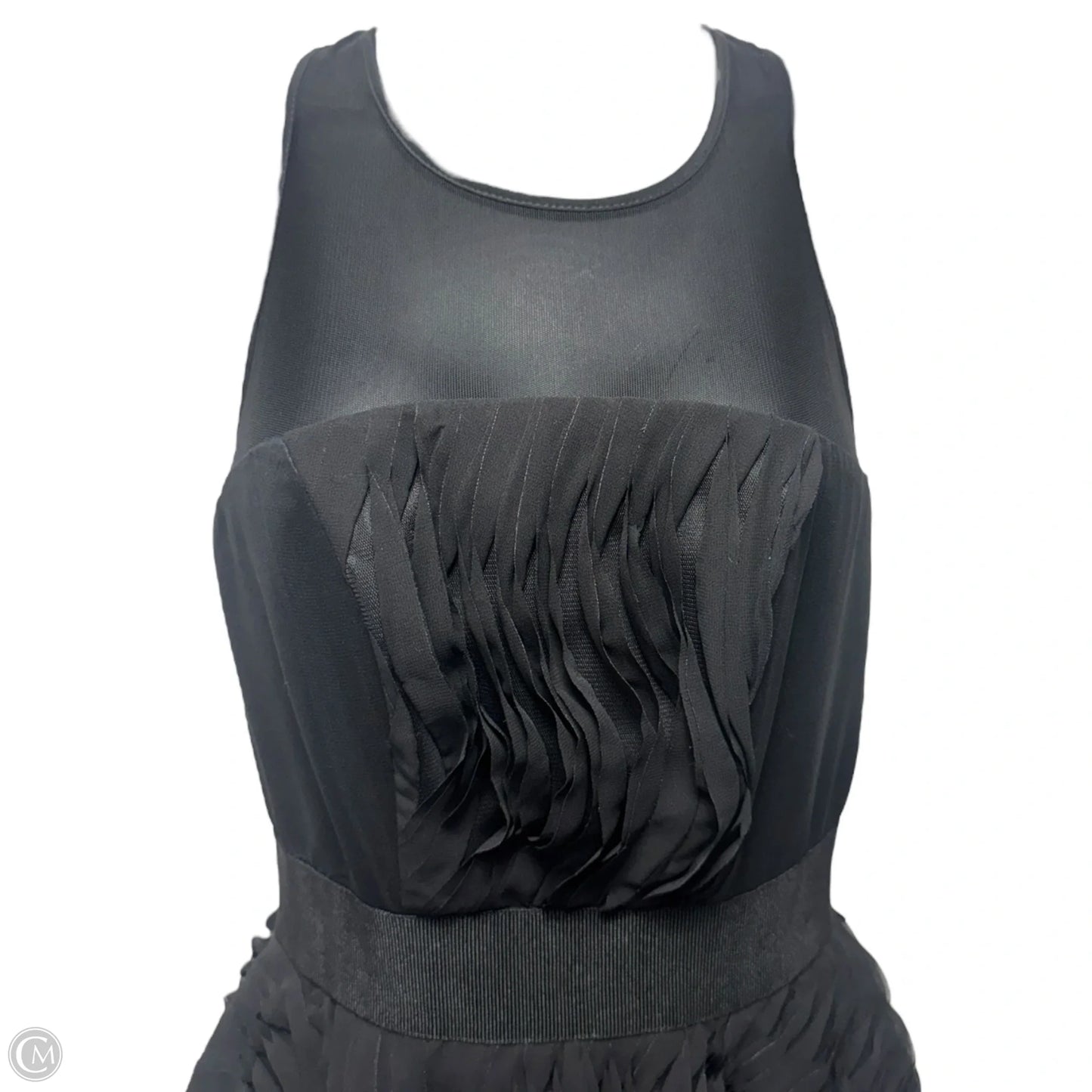 Plisse Twirl Illusion Cocktail Dress Designer By Milly In Black, Size: 0