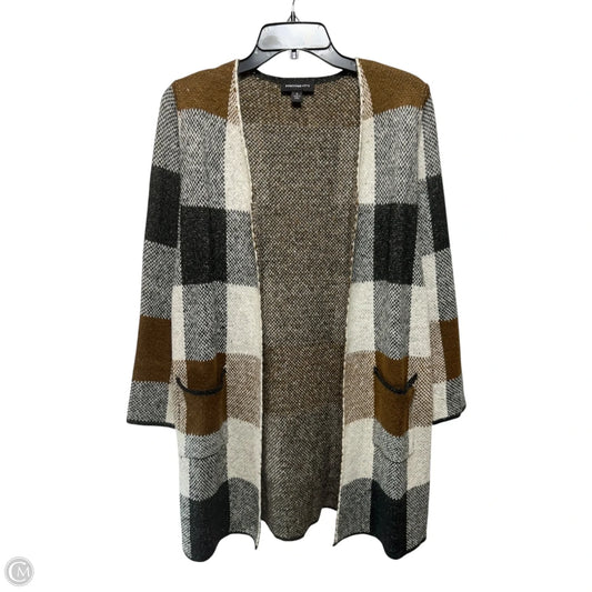 Sweater Cardigan By Fortune & Ivy In Plaid Pattern, Size: S