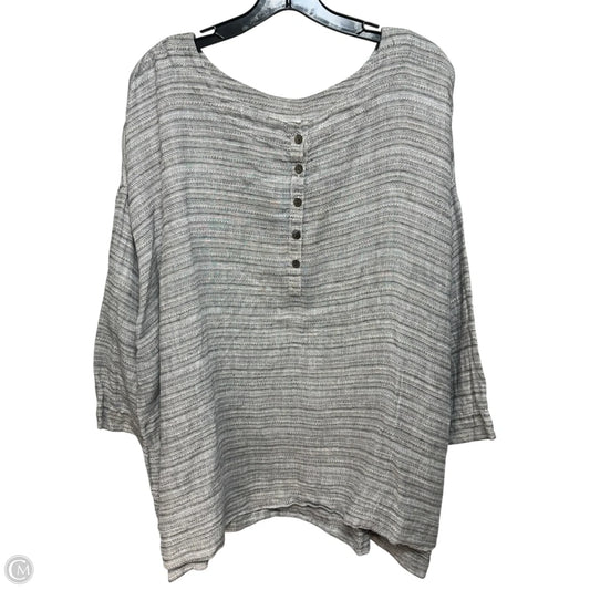 Linen Top 3/4 Sleeve By Pure Jill In Grey, Size: 2x