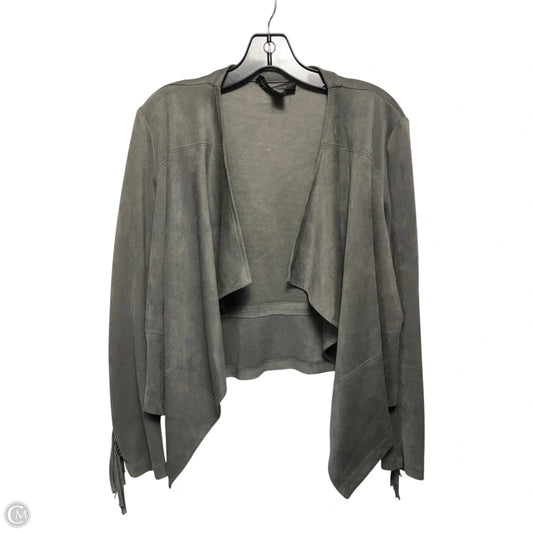 Fringe Sleeve Jacket By Karen Kane In Grey, Size: M